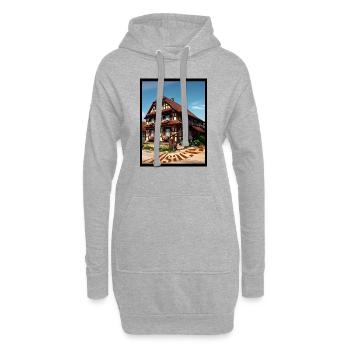 Elsässisches Haus Digitale Malerei - Hoodie-Kleid - Grau meliert - Vorne
