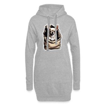 Chihuahua / kleiner Hund / Tier / winzig / Rasse - Hoodie-Kleid - Grau meliert - Vorne