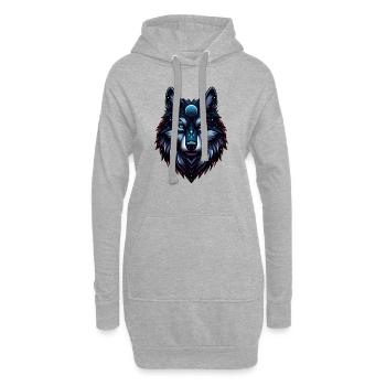 Kosmischer Wolf - Hoodie-Kleid - Grau meliert - Vorne