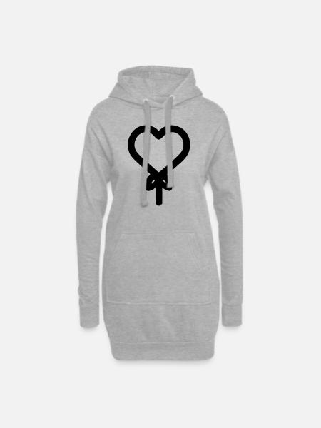 Ballon coeur - Sweat-shirt à capuche long Femme - gris chiné