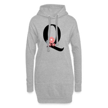 Lettre q fleurs minimalistes - Sweat-shirt à capuche long Femme - gris chiné - Devant