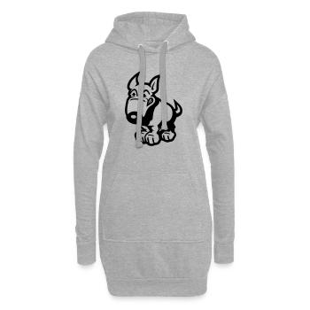 comic_dog - Sweat-shirt à capuche long Femme - gris chiné - Devant
