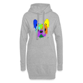 Französische Bulldogge - Hoodie-Kleid - Grau meliert - Vorne
