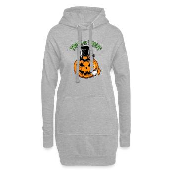 Lustiger Halloweenkürbis Trick or Treat mit Tasse - Hoodie-Kleid - Grau meliert - Vorne
