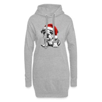 bouledogue noël - Sweat-shirt à capuche long Femme - gris chiné - Devant