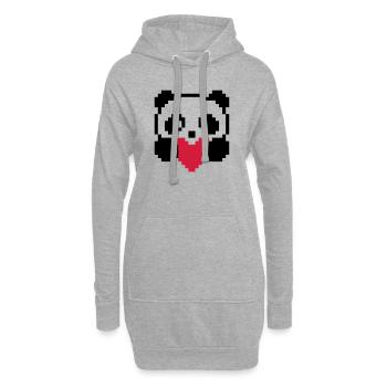 panda-coeur - Sweat-shirt à capuche long Femme - gris chiné - Devant