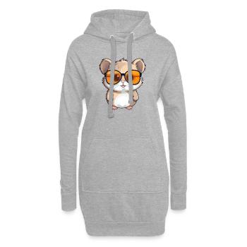 Little cute hamster wearing sunglasses. - Hoodie Dress - heather grey - Front