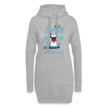 Dirndl Tracht | Mei Dirndl is in da - Hoodie-Kleid - Grau meliert - Vorne