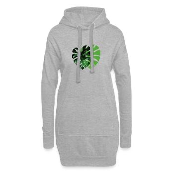 Monstera-Pflanze - Hoodie-Kleid - Grau meliert - Vorne