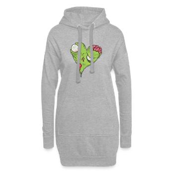 Coeur zombie Halloween - Sweat-shirt à capuche long Femme - gris chiné - Devant