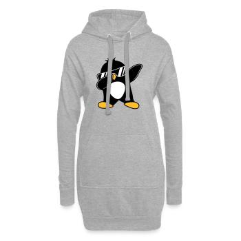 Pingouin dabbing - Sweat-shirt à capuche long Femme - gris chiné - Devant