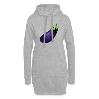 große Violett leuchtende Aubergine - Hoodie-Kleid - Grau meliert - Vorne