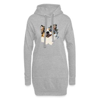 Australian Shepherd, Blue Merle, Polygon Style - Hoodie-Kleid - Grau meliert - Vorne