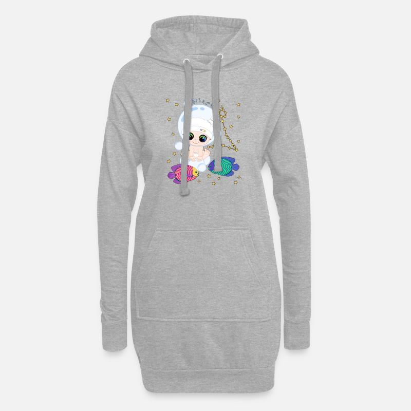 sternzeichen_pisces - Hoodie-Kleid - Grau meliert