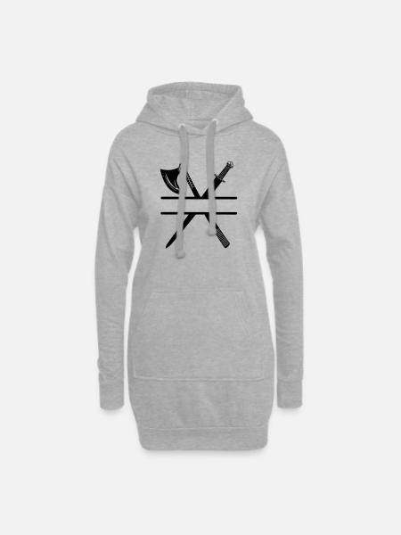 Wikinger Axt Schwert - Hoodie-Kleid - Grau meliert