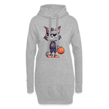 Basketball Katze - Hoodie-Kleid - Grau meliert - Vorne