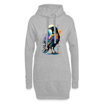 Schwarzer Rabe - Krähe Farbenfroh - Raben & Krähen - Hoodie-Kleid - Grau meliert - Vorne