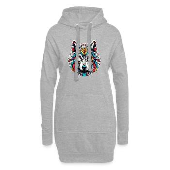 Loup - Sweat-shirt à capuche long Femme - gris chiné - Devant