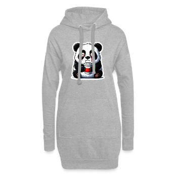 Panda à la caféine - Sweat-shirt à capuche long Femme - gris chiné - Devant