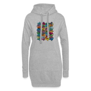 Plus de Fish Tessellation Escher Style Ambigram XXIV - Sweat-shirt à capuche long Femme - gris chiné - Devant