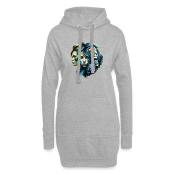 La présence puissante des Lions - Sweat-shirt à capuche long Femme - gris chiné - Devant