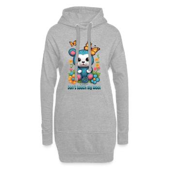 Teddy aus Wolle - Hoodie-Kleid - Grau meliert - Vorne