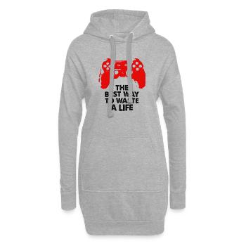 Gaming Spruch lustig mit Controller für Zocker - Hoodie-Kleid - Grau meliert - Vorne