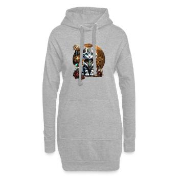 Un mignon petit chaton de style steampunk - Sweat-shirt à capuche long Femme - gris chiné - Devant