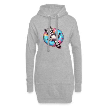 Ein relaxter Waschbär auf einem Schwimmreifen - Hoodie-Kleid - Grau meliert - Vorne