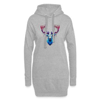 Cerf des glaces - Sweat-shirt à capuche long Femme - gris chiné - Devant