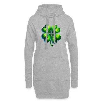 Trèfle à quatre feuilles - Sweat-shirt à capuche long Femme - gris chiné - Devant