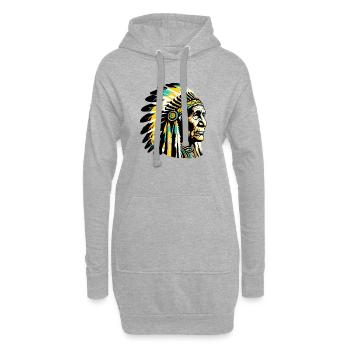 Amérindien Américain - Sweat-shirt à capuche long Femme - gris chiné - Devant