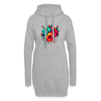 Fleurs d’hibiscus - Sweat-shirt à capuche long Femme - gris chiné - Devant