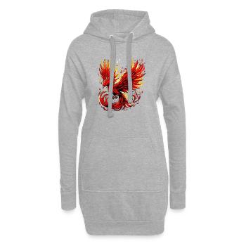 Phénix rouge - Sweat-shirt à capuche long Femme - gris chiné - Devant