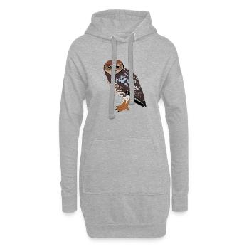 Hibou - Sweat-shirt à capuche long Femme - gris chiné - Devant
