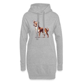 Chihuahua - Hoodie-Kleid - Grau meliert - Vorne
