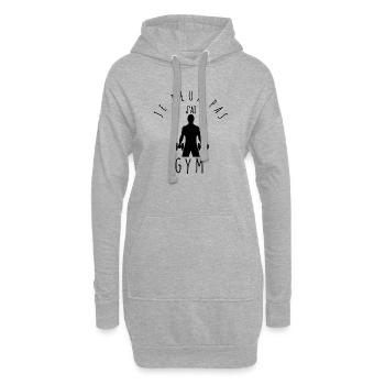 Je peux pas, j'ai gym. - Sweat-shirt à capuche long Femme - gris chiné - Devant
