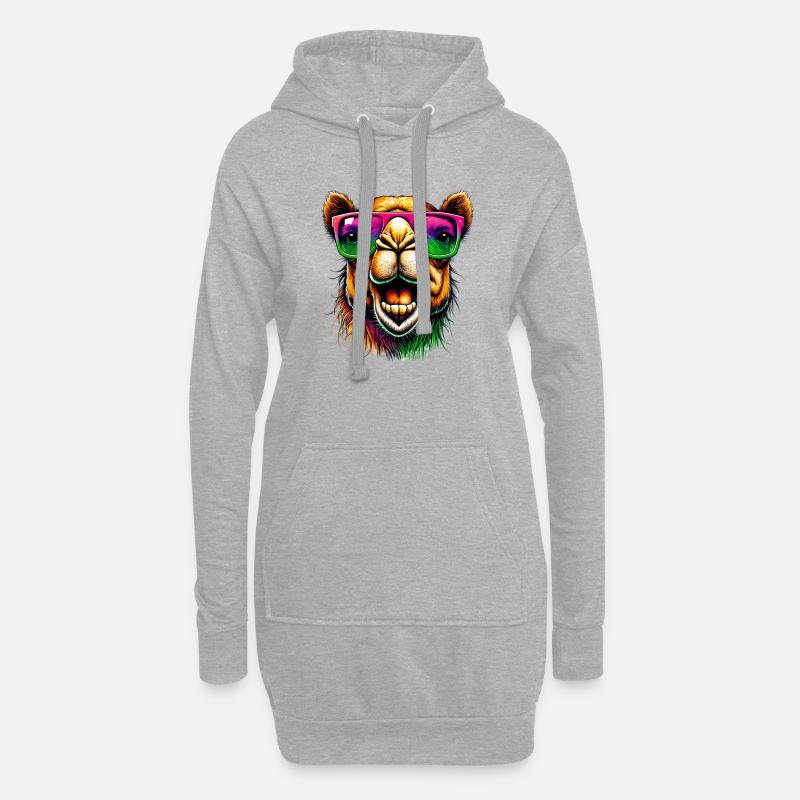 Kamel - Hoodie-Kleid - Grau meliert