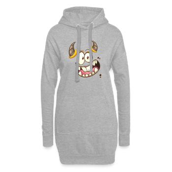 Monster mit süssem Gesicht Faschinskostüm Karneval - Hoodie-Kleid - Grau meliert - Vorne