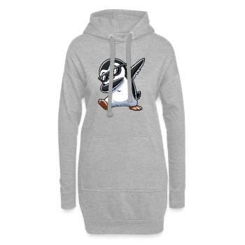 Cooler Pinguin Dab Sonnenbrille Cartoon - Hoodie-Kleid - Grau meliert - Vorne
