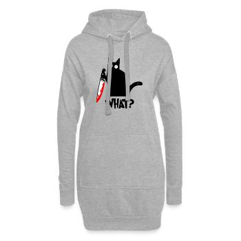 Playful Cat with Milk Cartoon Design - Hoodie Dress - heather grey - Front