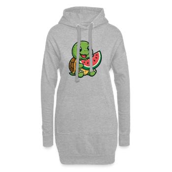 Süße Schildkröte mit Melone Sommer Design - Hoodie-Kleid - Grau meliert - Vorne
