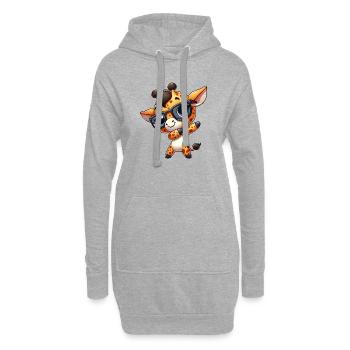 Niedliche Giraffe Dab Dabbing Cartoon Safari Nerd - Hoodie-Kleid - Grau meliert - Vorne