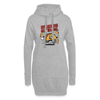 Laufende Taco-Animation für Spaß und Bewegung - Hoodie-Kleid - Grau meliert - Vorne