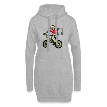 Neon BMX-Skelett im Trick – Retro Vibes - Hoodie-Kleid - Grau meliert - Vorne