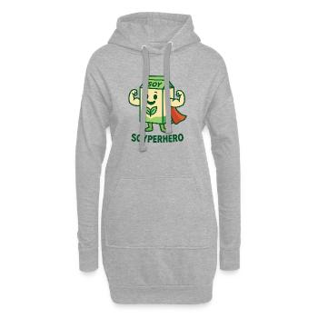 Der mächtige Soyperhero - Hoodie-Kleid - Grau meliert - Vorne