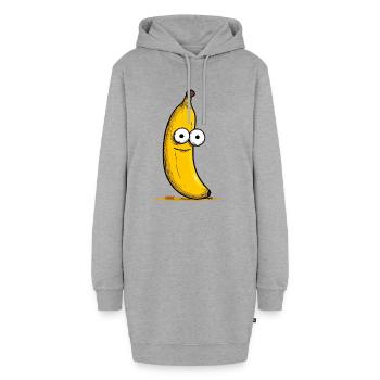 Banane de dessin animé fait de grands yeux - Sweat-shirt à capuche long Femme - gris chiné - Devant