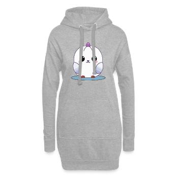Kawaii Weißes Küken mit lila Akzenten - Hoodie-Kleid - Grau meliert - Vorne