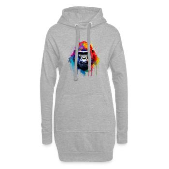 Gorille arc-en-ciel Art Splash - Sweat-shirt à capuche long Femme - gris chiné - Devant