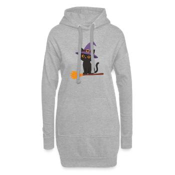 Hexe auf Besen - Hoodie-Kleid - Grau meliert - Vorne